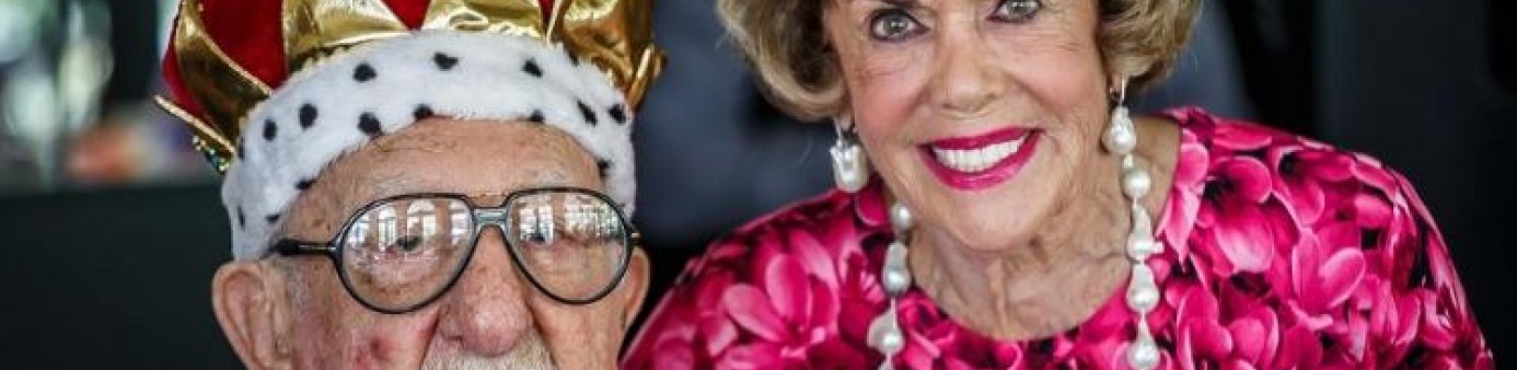 Photograph by Thomas Cordy of Ed Goldfard of West Palm Beach celebrates his 100th birthday with partner Janet Greenberg of West palm Beach Oct. 12 